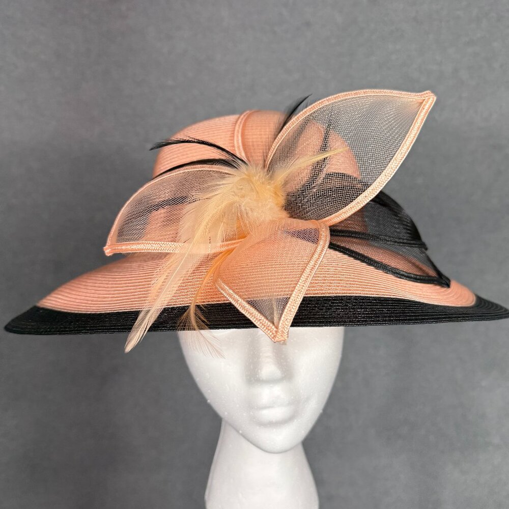 Peach and Black KENTUCKY DERBY HAT or SUNDAY CHURCH SERVICE HAT